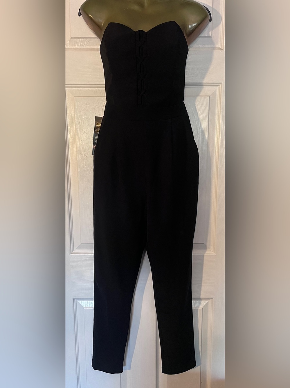 bebe Black High-Waist Jumpsuit Trousers